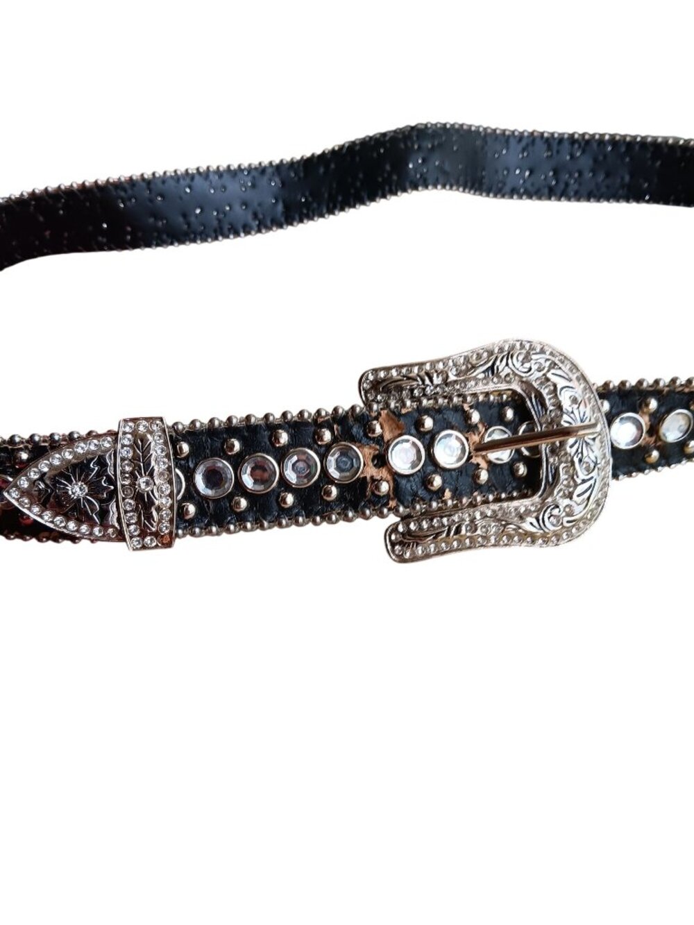 Medium 32 33 34 Women's GLam Cowgirl Belt Goth Rocker Biker Rhinestone Studded